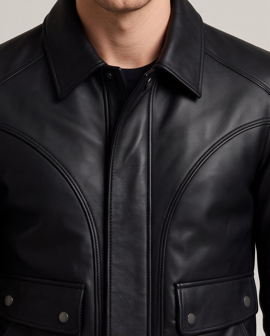 2H #8909 Black Leather Jacket