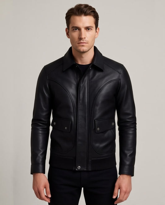 2H #8909 Black Leather Jacket