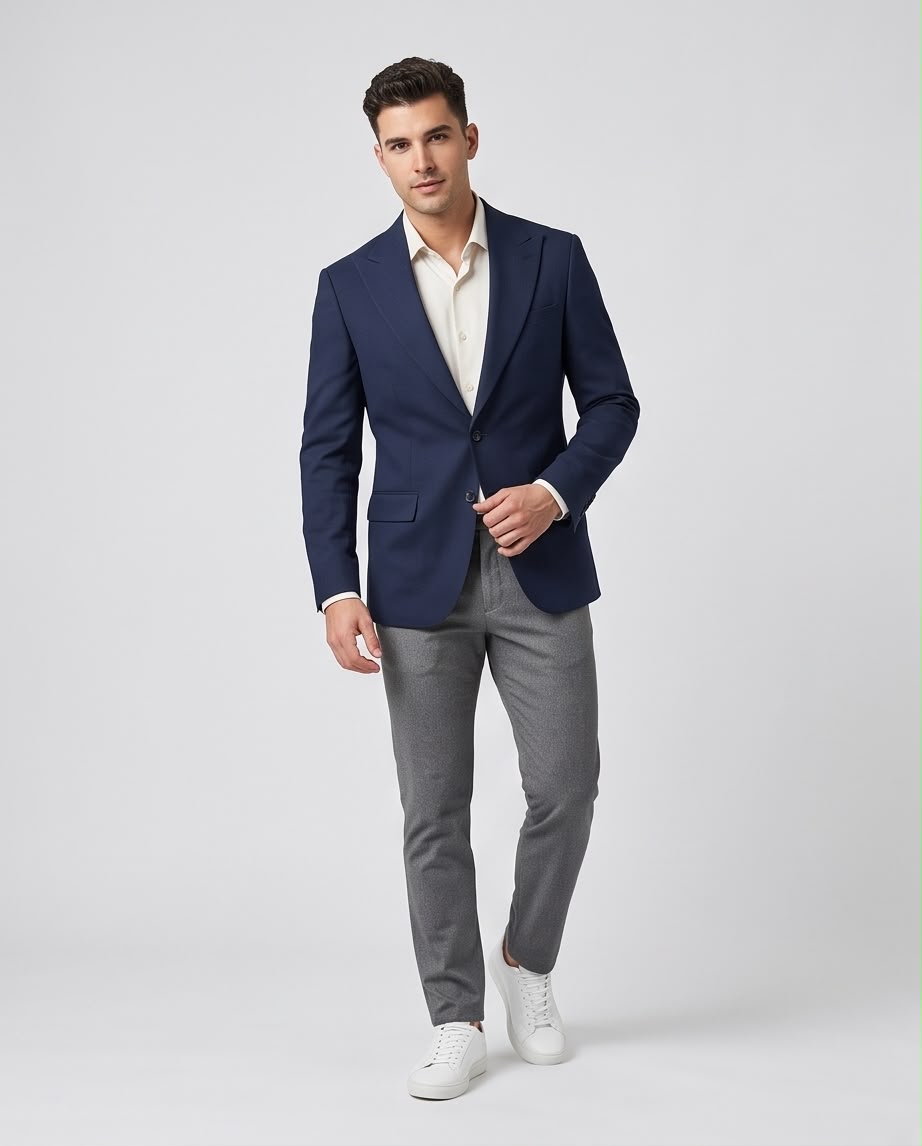 2H Navy Two-Button Blazer