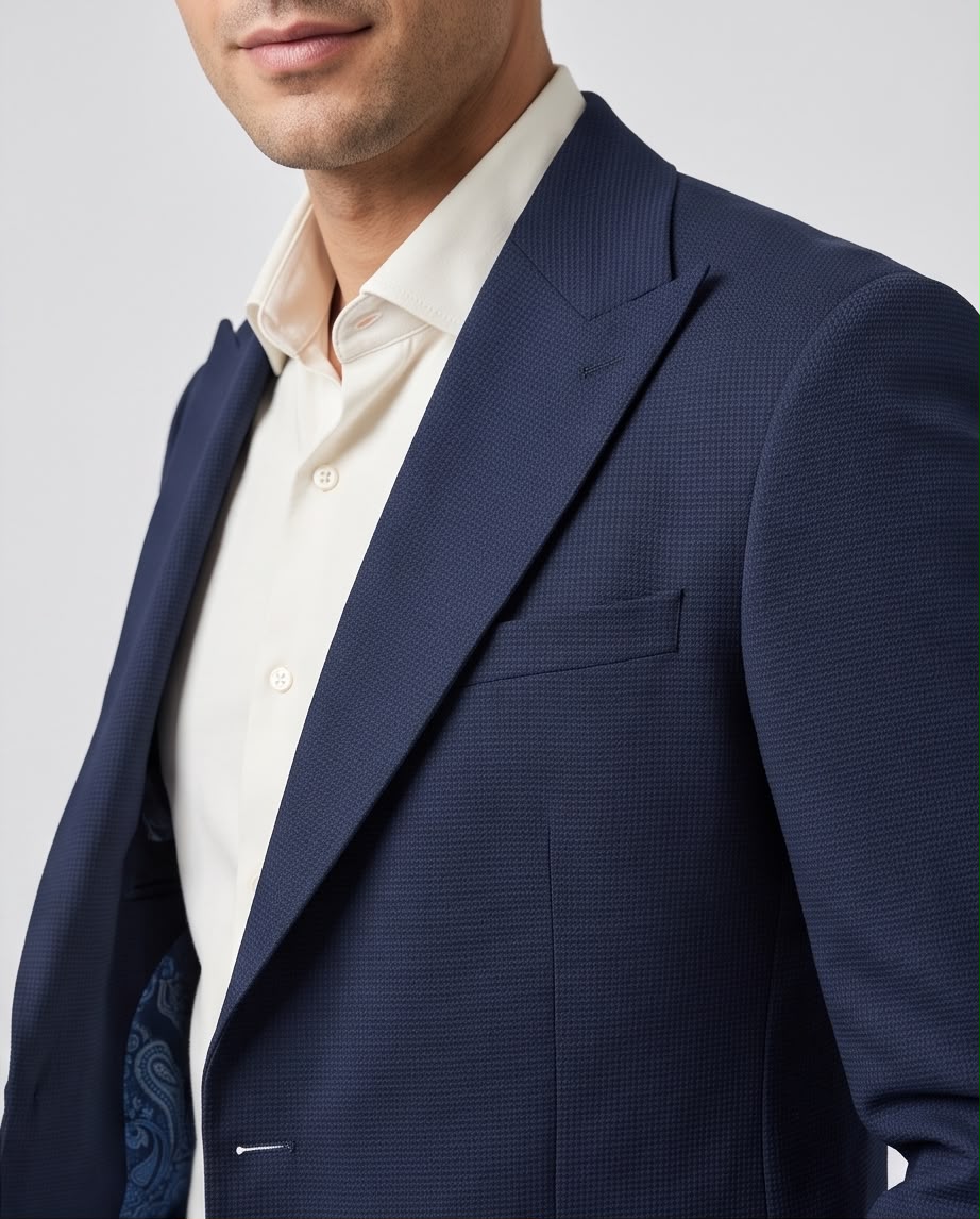 2H Navy Two-Button Blazer