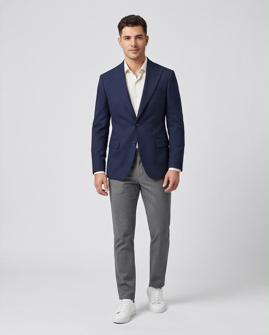 2H Navy Two-Button Blazer