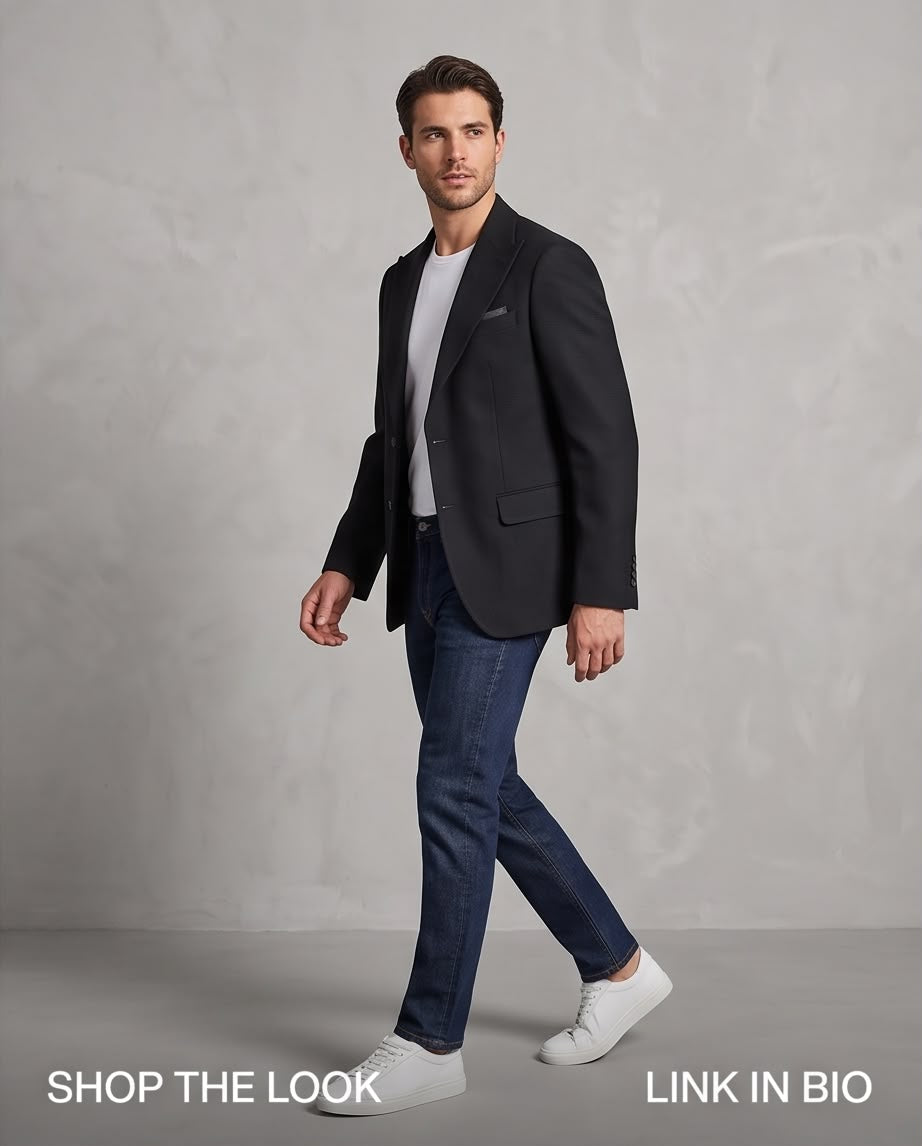2H Black Two-Button Blazer