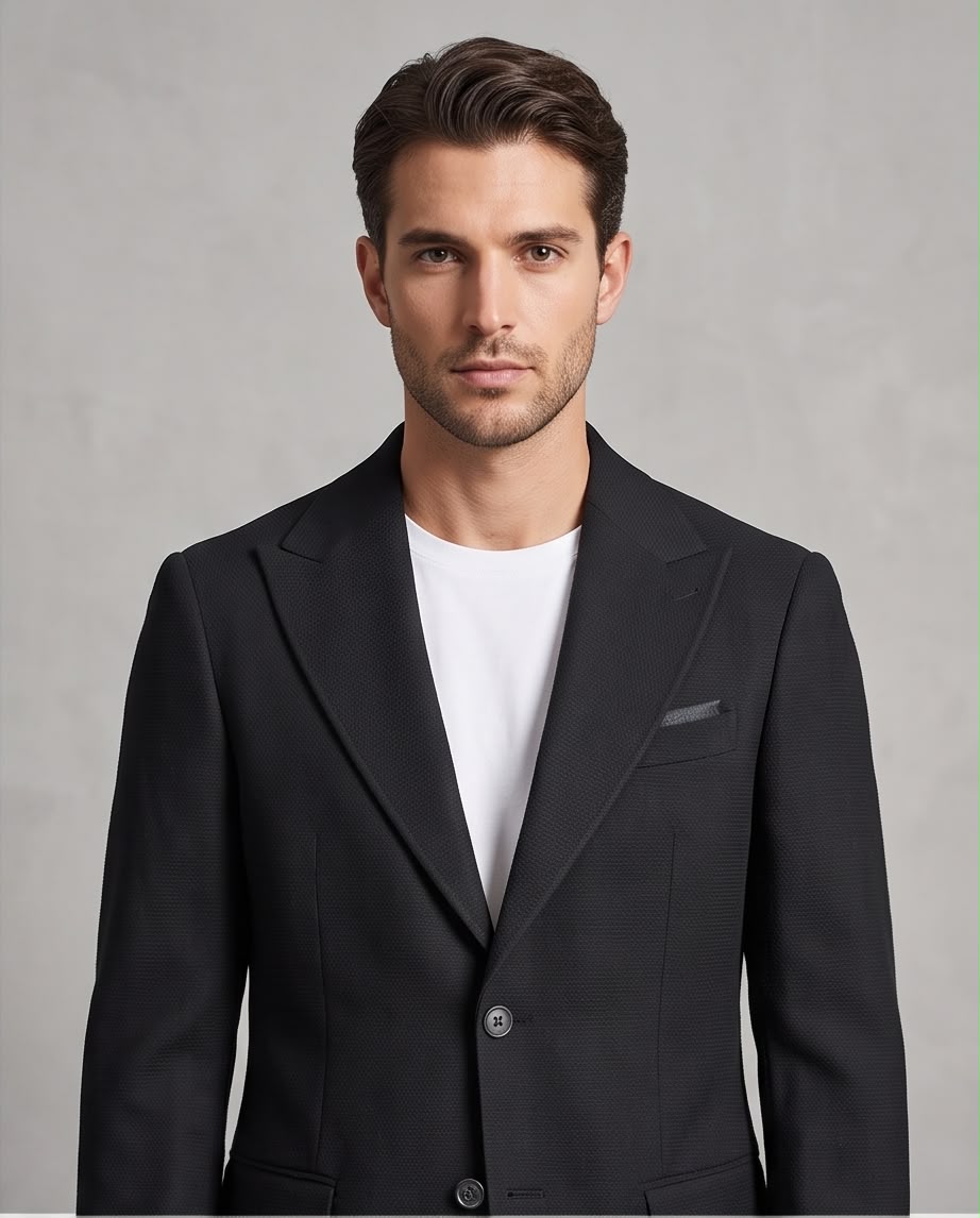 2H Black Two-Button Blazer