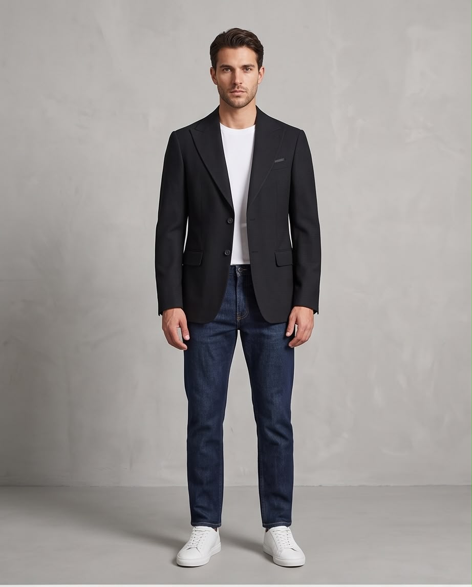 2H Black Two-Button Blazer