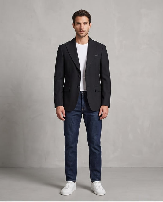 2H Black Two-Button Blazer