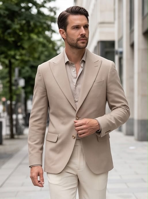 2H Beige Two-Button Blazer
