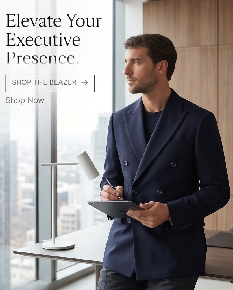 2H Navy Double Breasted Blazer