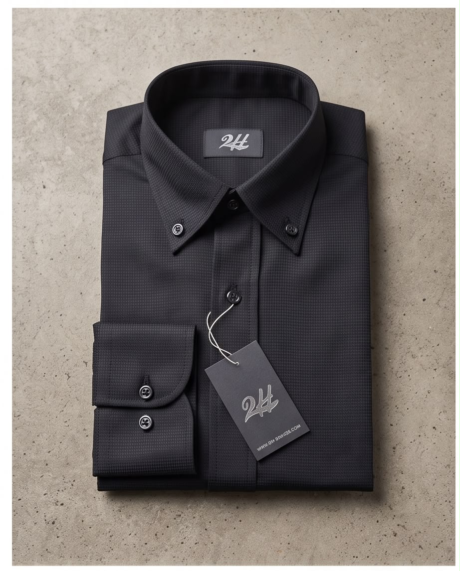 2H Black Embossed Casual Shirt