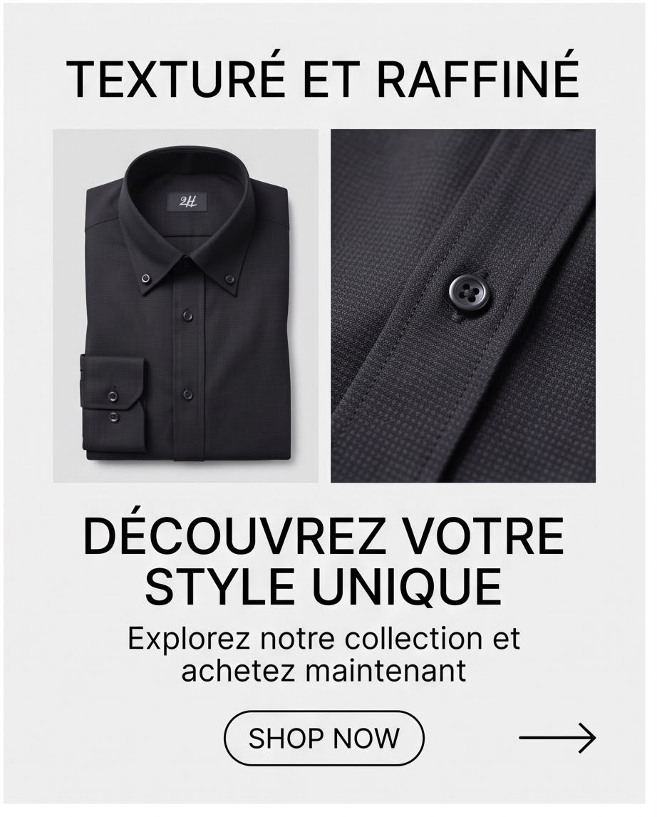 2H Black Embossed Casual Shirt