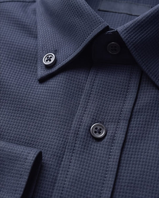 2H Navy Embossed Casual Shirt