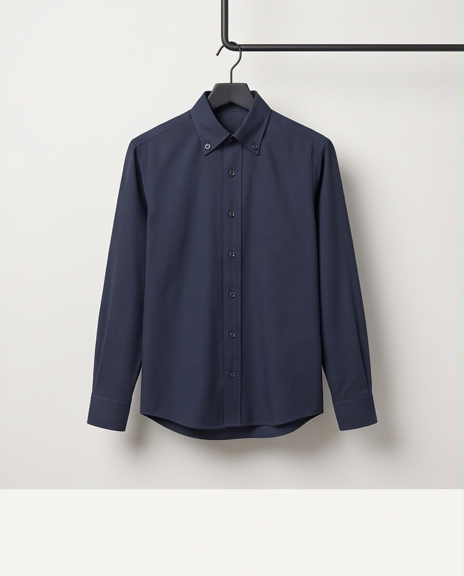 2H Navy Embossed Casual Shirt