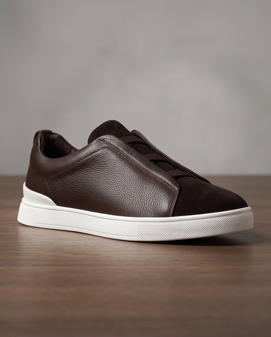 2H Brown Triple Stitch Casual Shoes
