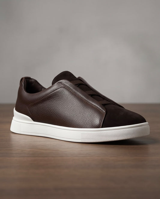2H Brown Triple Stitch Casual Shoes
