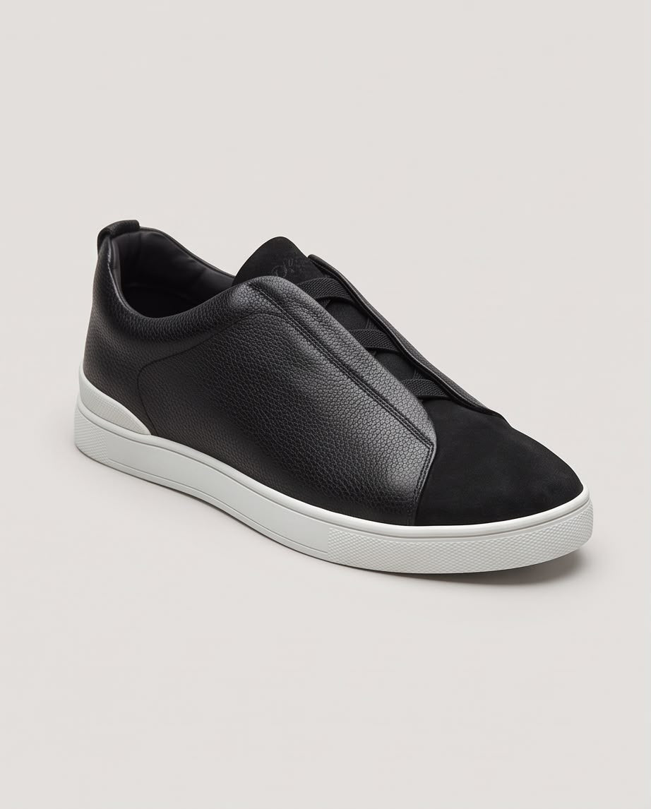 2H Black Triple Stitch Casual Shoes