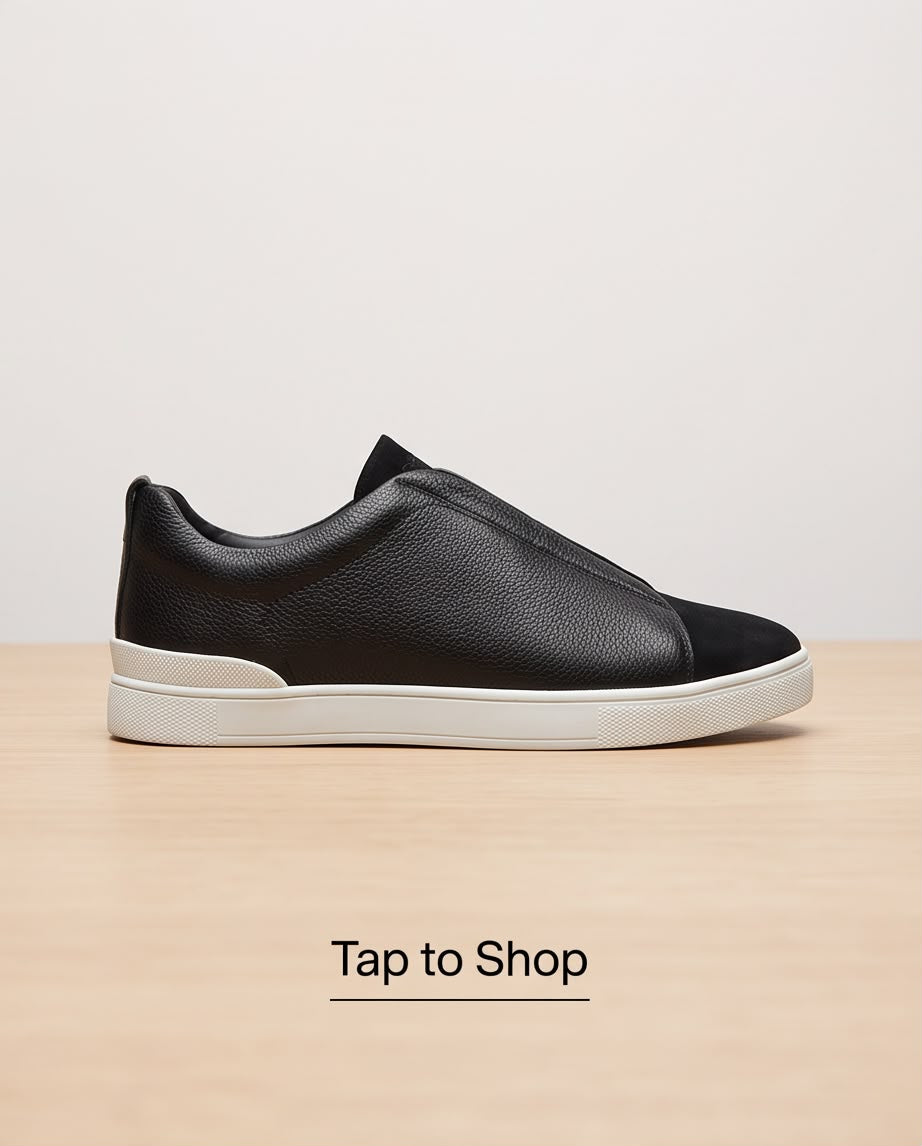 2H Black Triple Stitch Casual Shoes