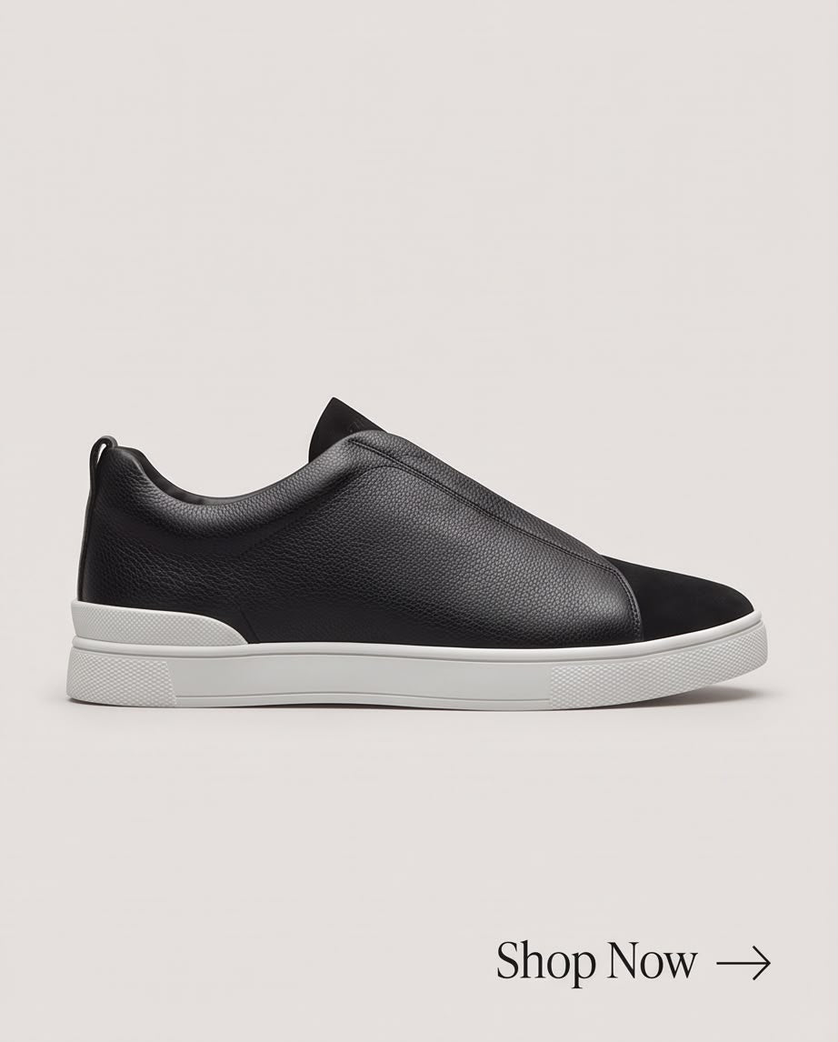 2H Black Triple Stitch Casual Shoes