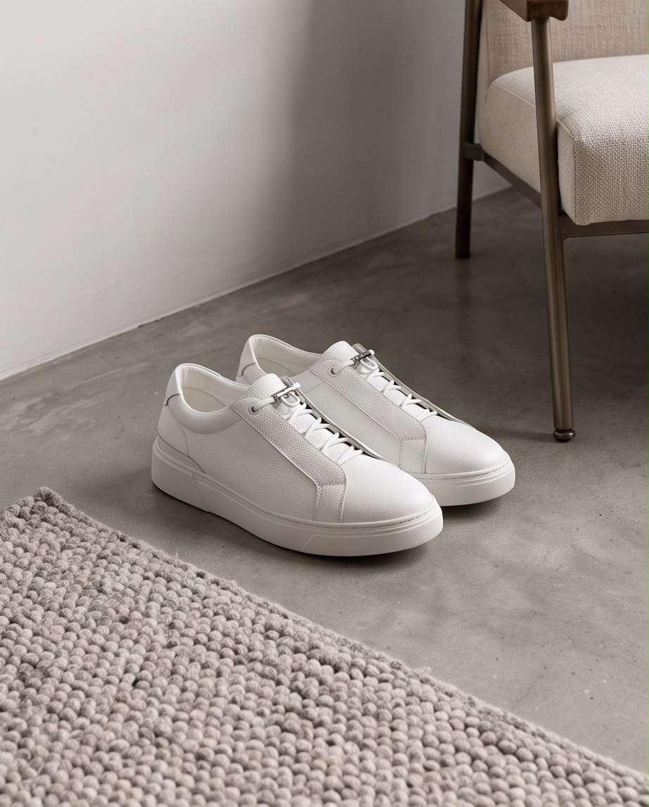 2H White Lace-Up Casual Shoes