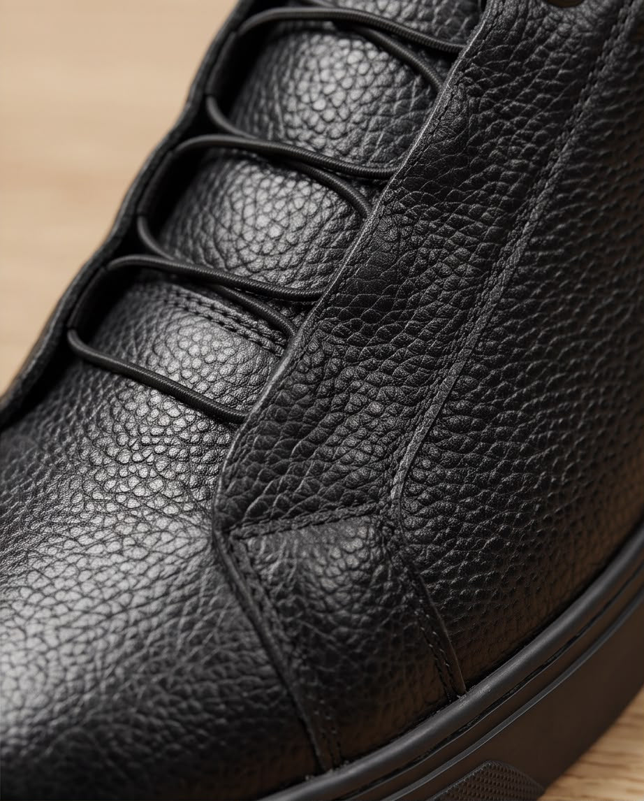 2H Black Lace-Up Casual Shoes