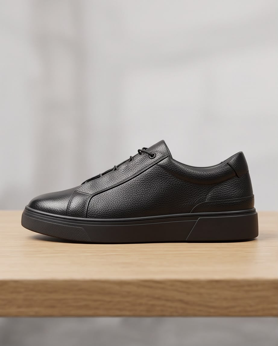2H Black Lace-Up Casual Shoes