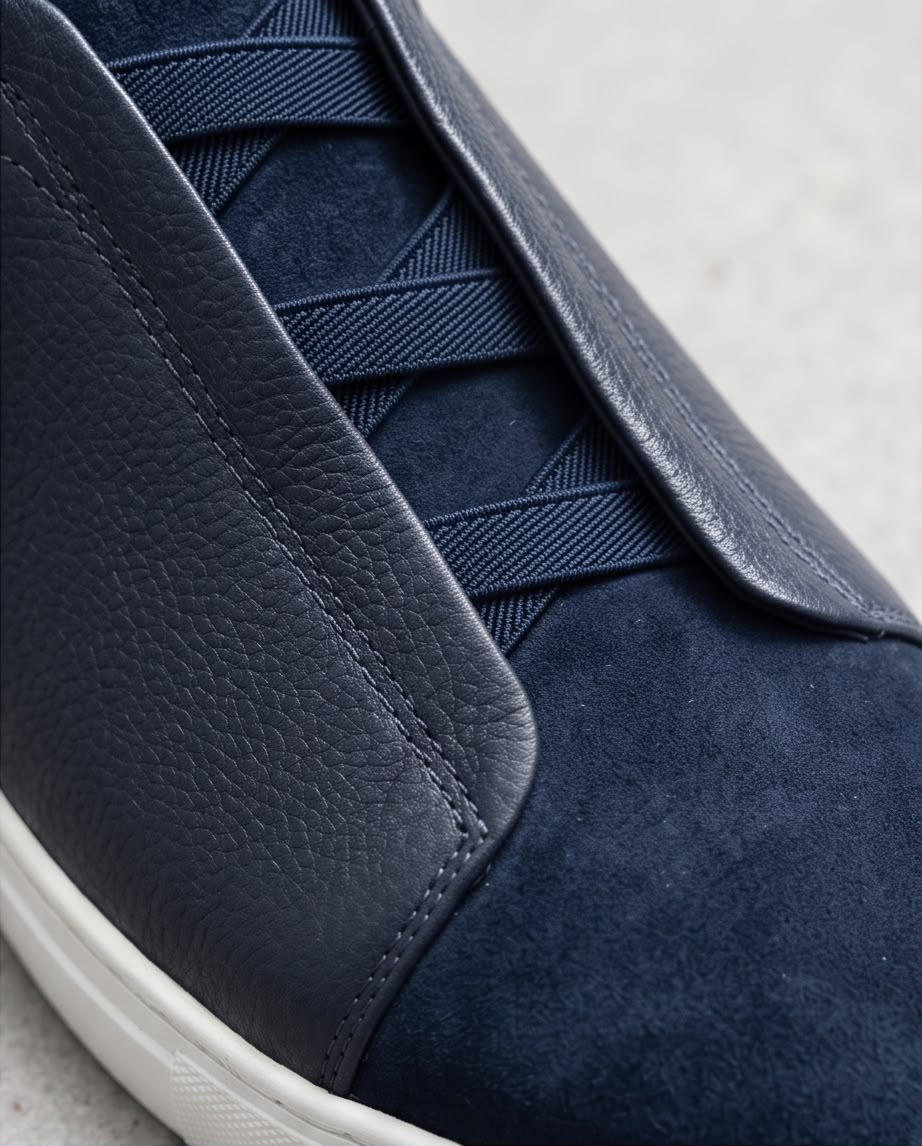 2H Navy Triple Stitch Casual Shoes