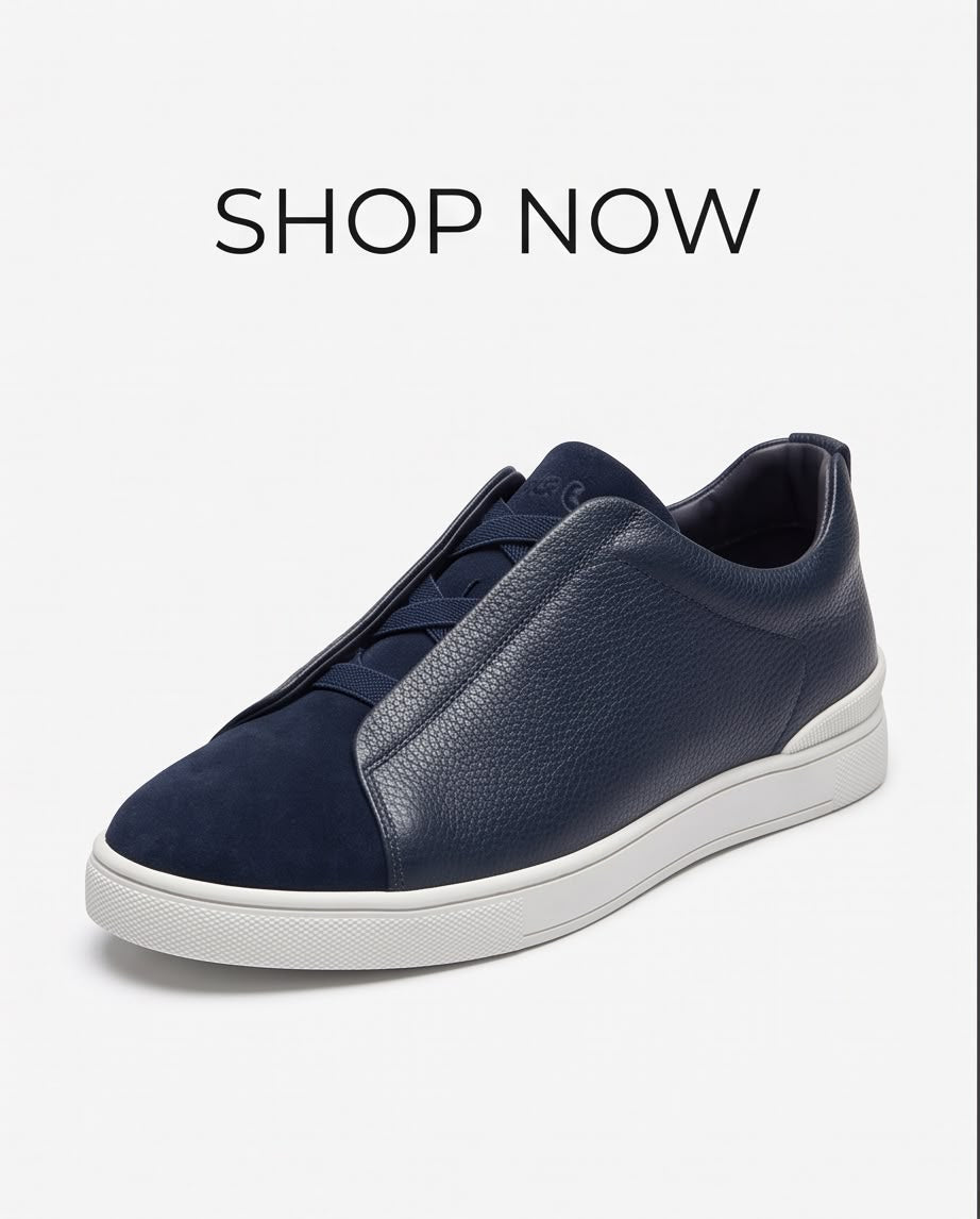 2H Navy Triple Stitch Casual Shoes