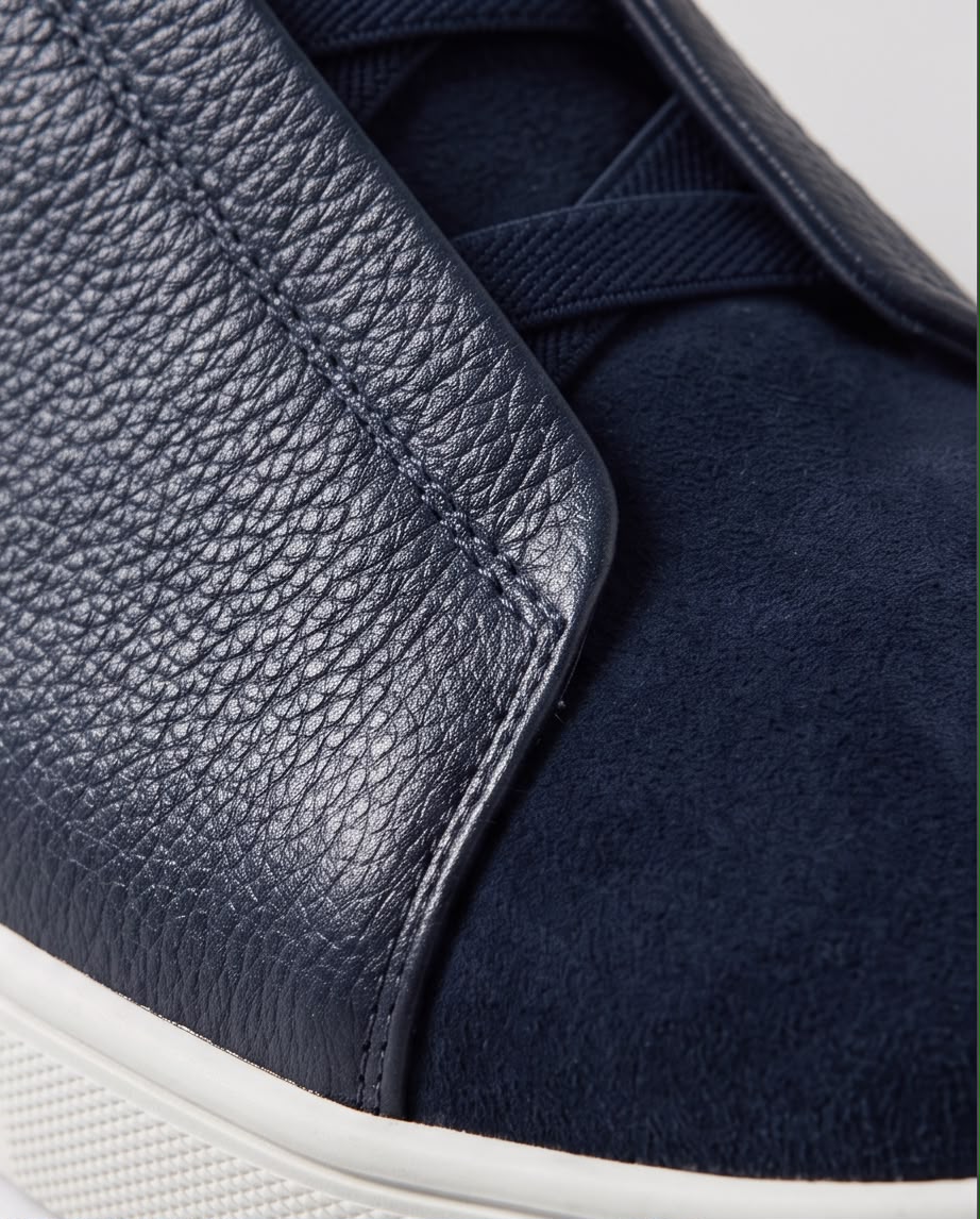 2H Navy Triple Stitch Casual Shoes
