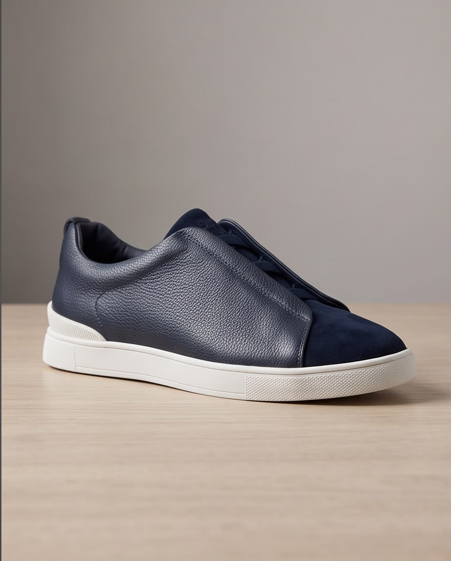 2H Navy Triple Stitch Casual Shoes