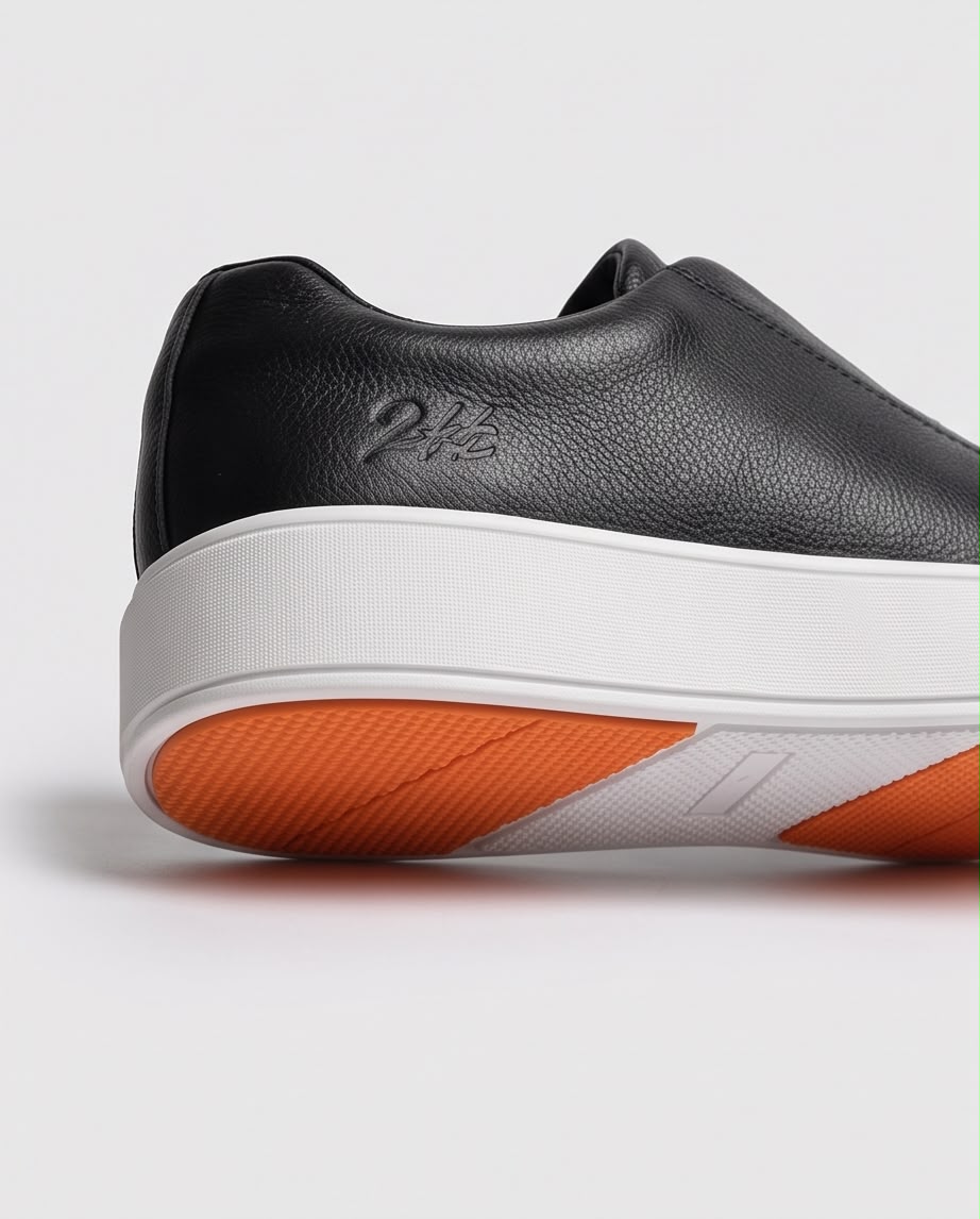 2H Black Slip-On Casual Shoes