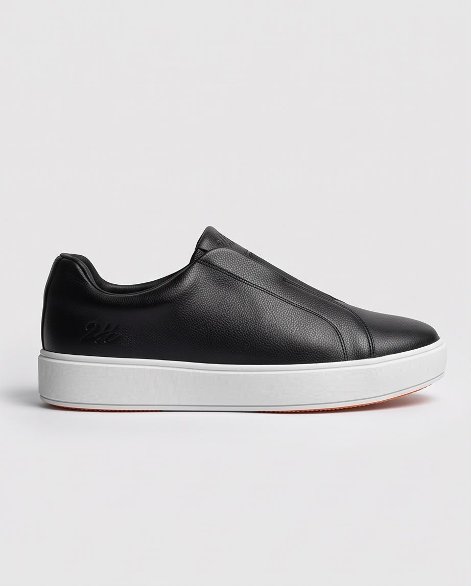 2H Black Slip-On Casual Shoes