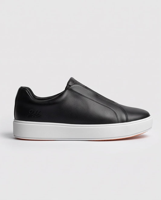2H Black Slip-On Casual Shoes
