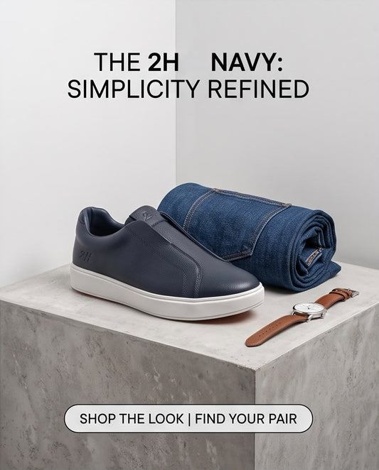 2H Navy Slip-On Casual Shoes