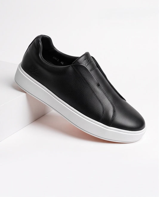 2H Black Slip-On Casual Shoes