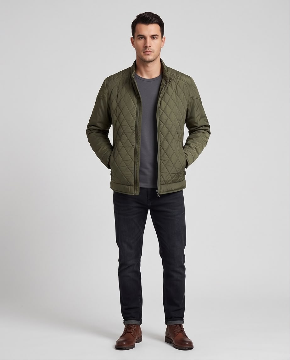 2H Army Diamond-Quilted Casual Jacket