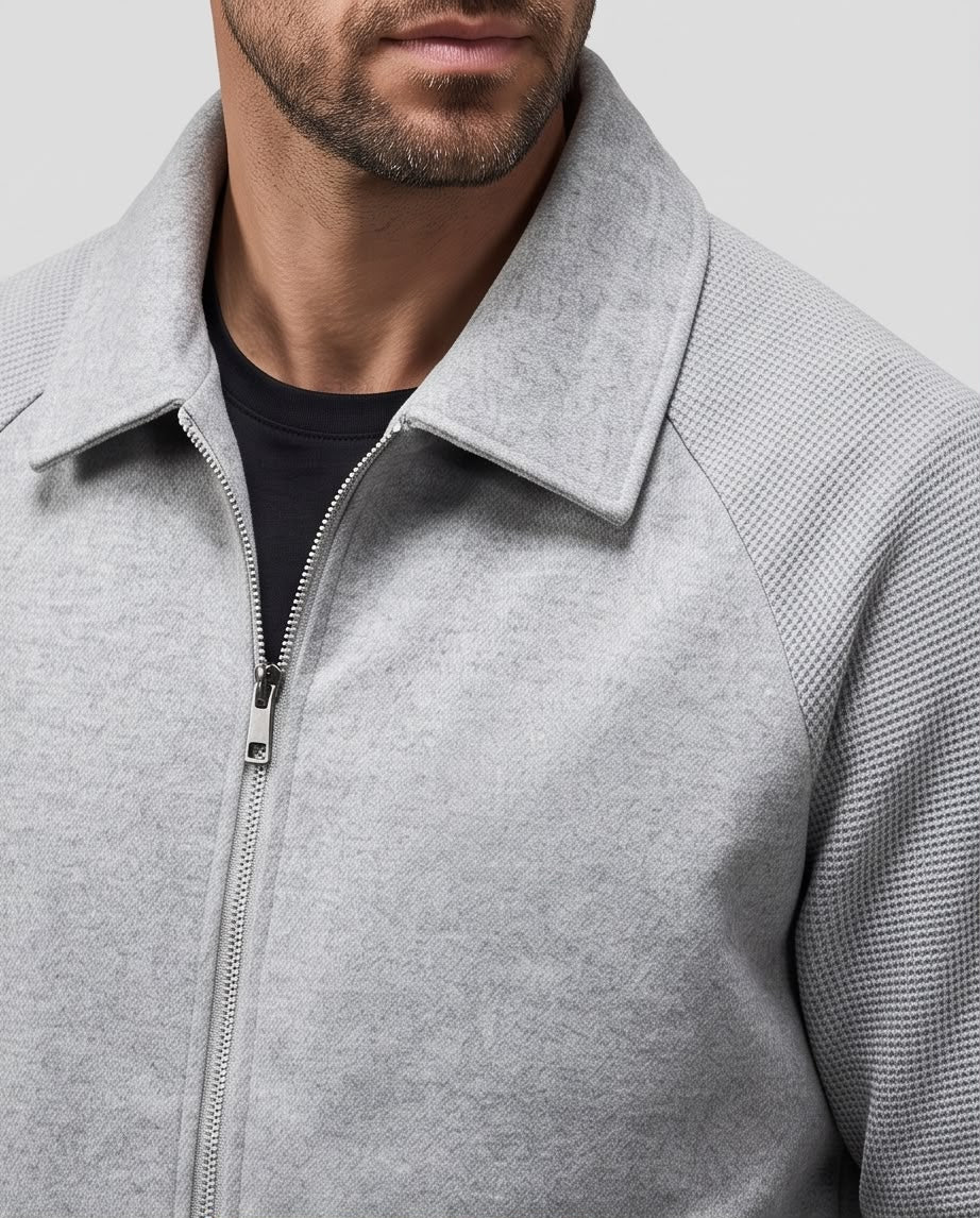 2H Gray Fold-Down Collar Casual Jacket