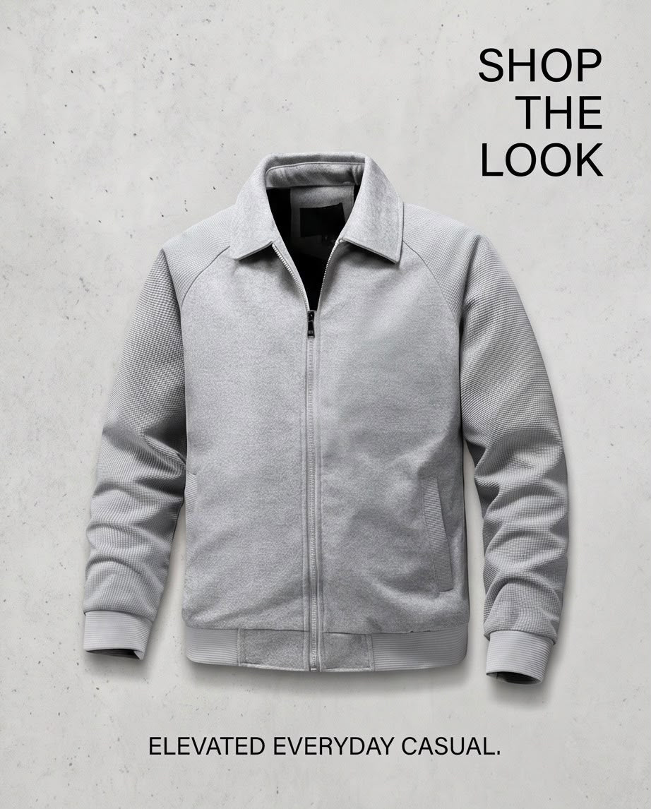 2H Gray Fold-Down Collar Casual Jacket