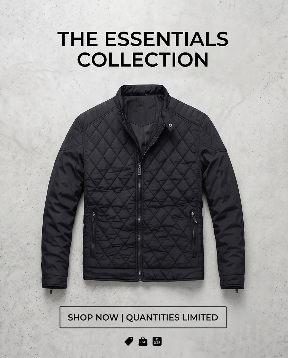 2H Black Diamond-Quilted Casual Jacket