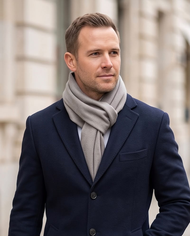 2H Light Gray Winter Scarf