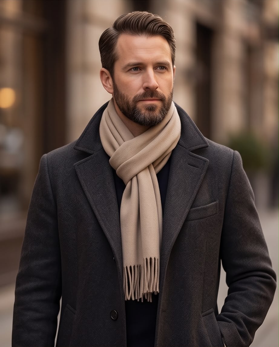 2H Beige Winter Scarf