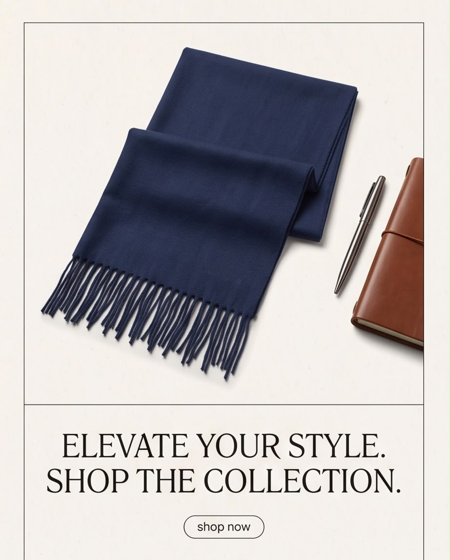 2H Navy Winter Scarf