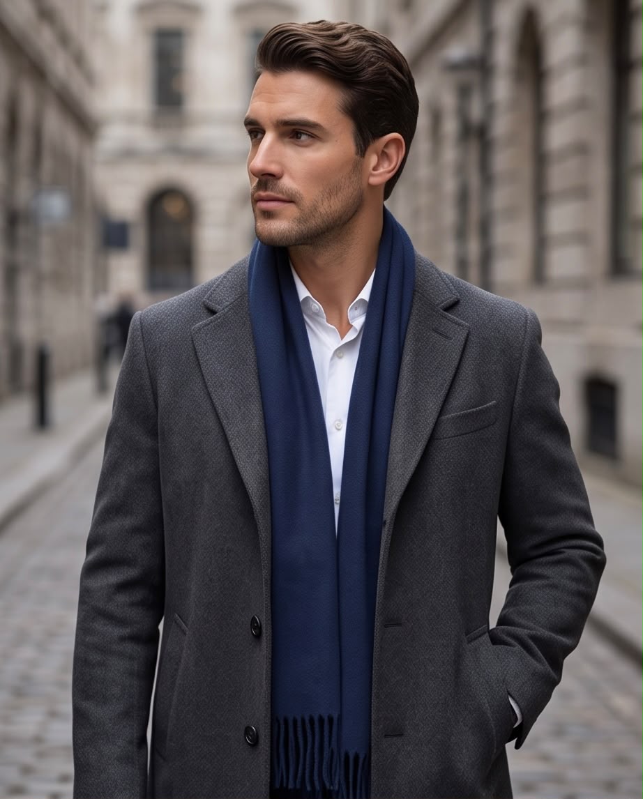 2H Navy Winter Scarf