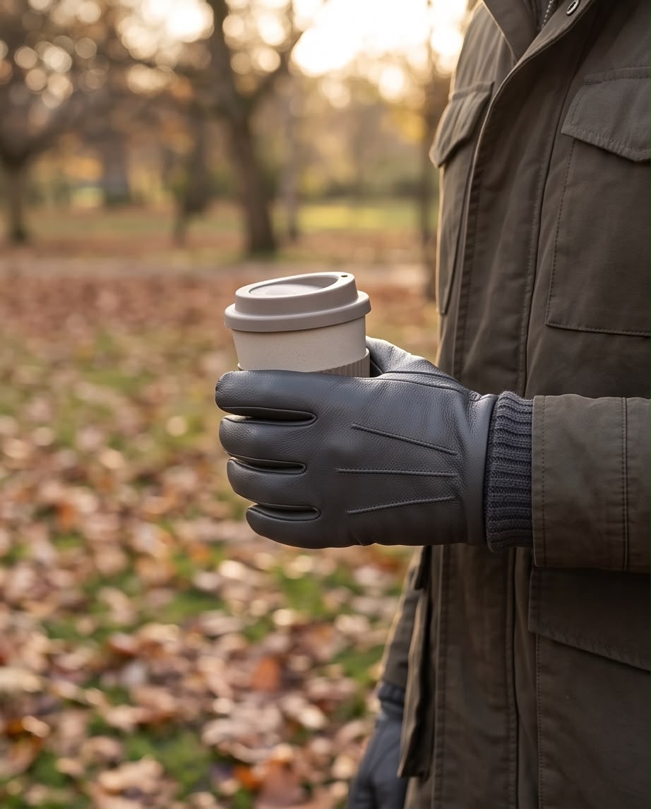 2H Gray Leather Gloves