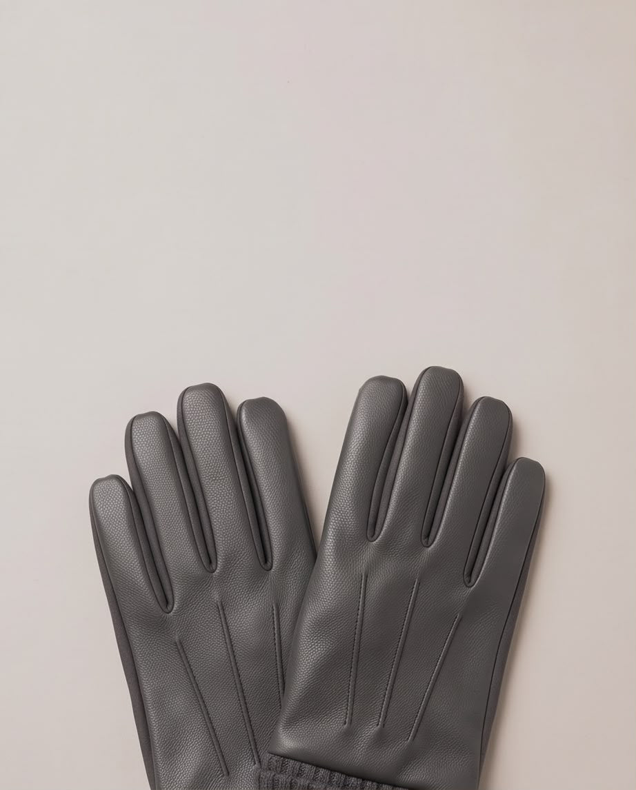 2H Gray Leather Gloves