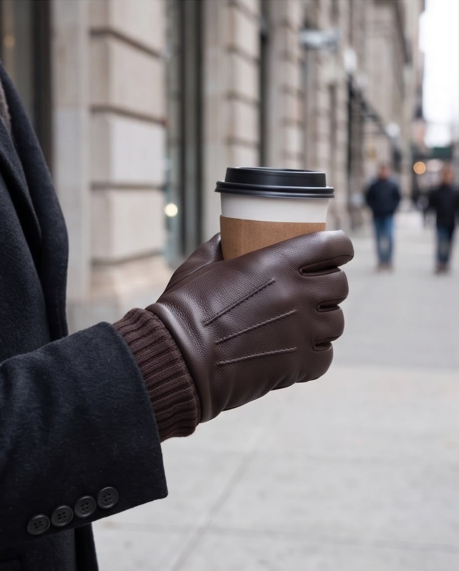 2H Brown Leather Gloves