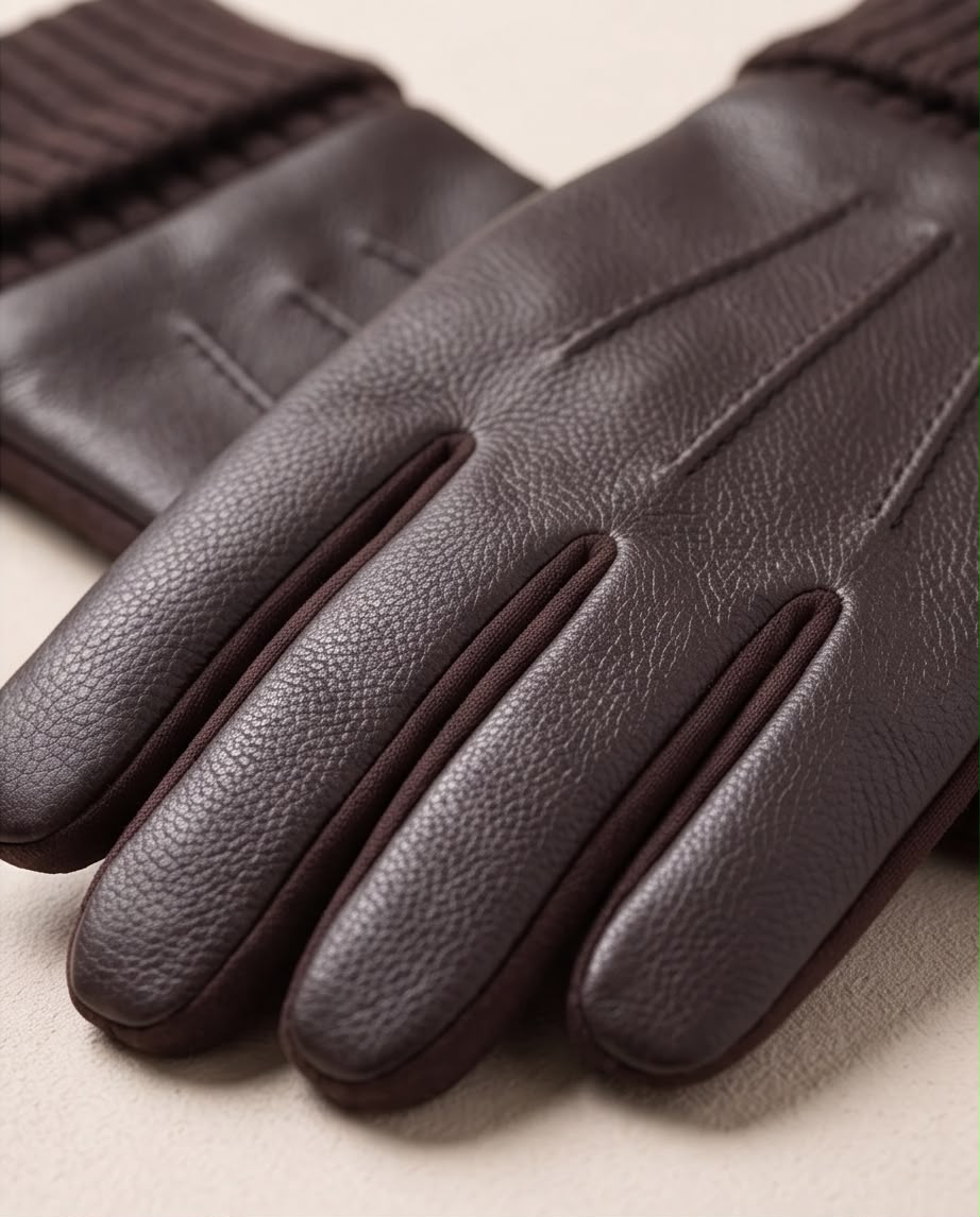 2H Brown Leather Gloves