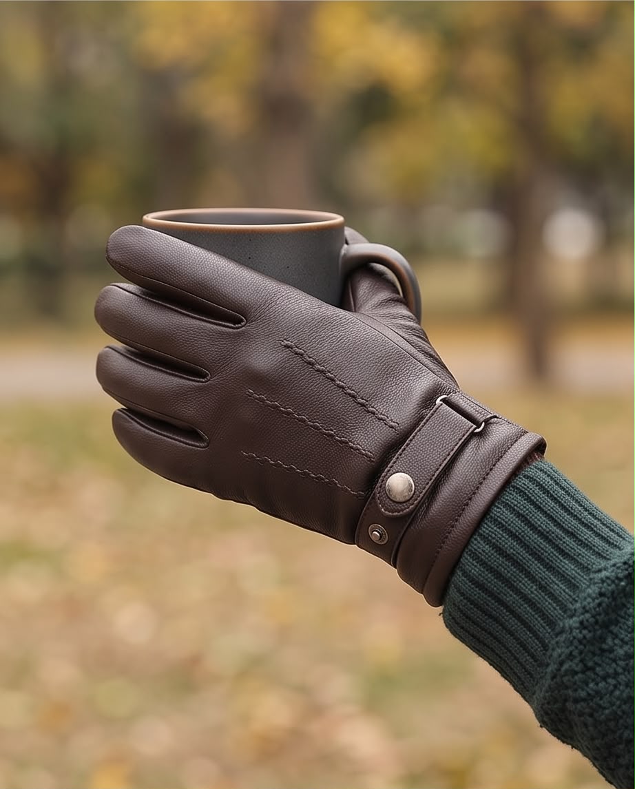 2H Brown Leather Gloves