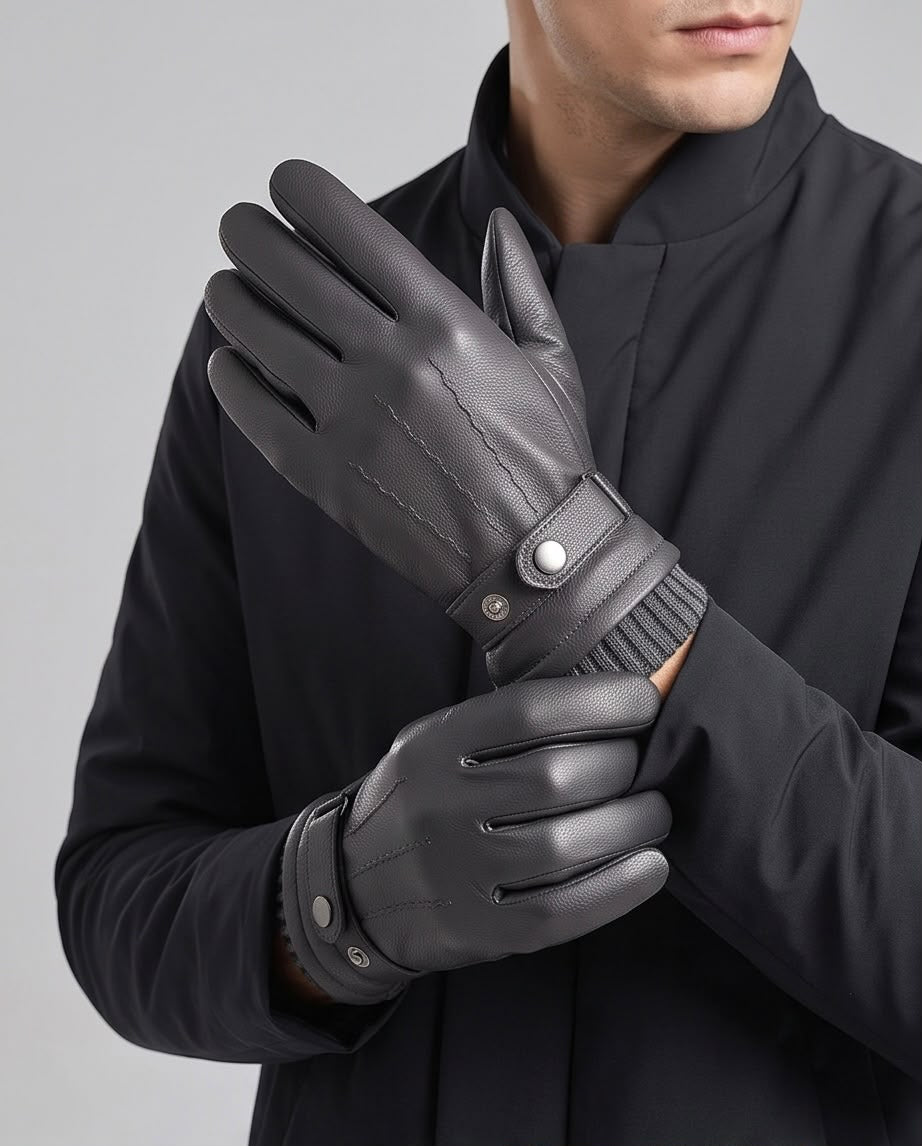 2H Gray Leather Gloves