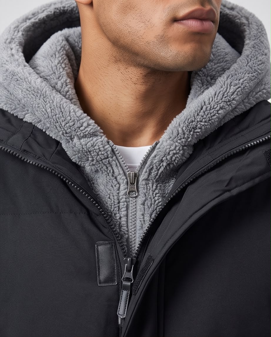 2H Black hooded Puffer Jacket