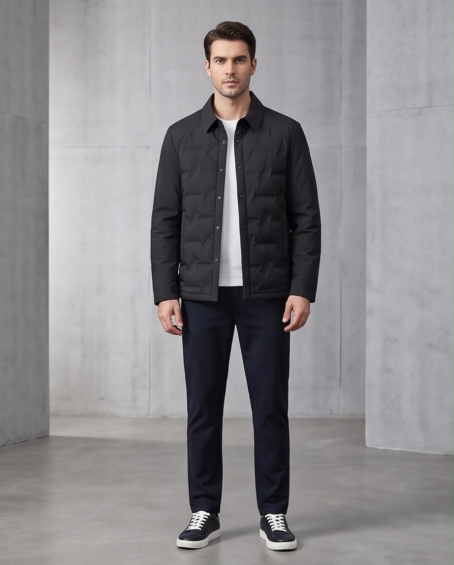 2H Black Snap-Front Jacket