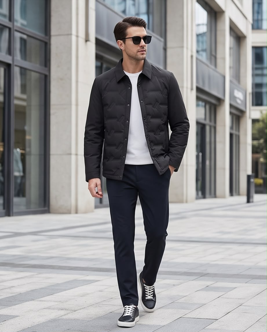 2H Black Snap-Front Jacket