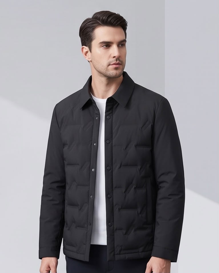 2H Black Snap-Front Jacket